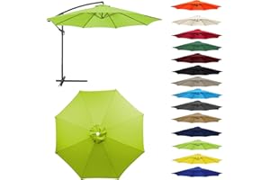 HonunGron Auvent De Remplacement pour Parasol 2,0/2,3/2,5/2,7m/3,0m, 6 Baleines/8 Baleines Toile De Parasol Déporté Remplacement Pour Cour,Jardin,Plage, Protection UV 50+ (3.0m-8 ribs,Vert)