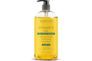 MAJESTIC PURE Vitamin E Oil | 100% reines & natürliches kaltgepresstes Vitamin E-Öl für Haut, Narben, Gesicht, Nägel, Haare, Kopfhaut | 20.000 IE |Nicht gentechnisch verändert|Haar- & Körperöl|8 Fl Oz