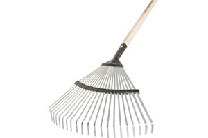 SHW-FIRE Escoba profesional galvanizada – Escoba ancha y fija con 22 dientes y mango ergonómico, 135 cm