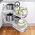 DBR Kitchen Soft Close Revolving Storage Baskets Swing Tray Magic Corner for Cabinet Blind Corner (RIGHT OPENING, WHITE)