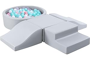 SWEHOUSE 5PCS PU Leather Soft Play Sets Indoor, Baby Soft Play Equipment with Ball Pits(Excluding Balls), Toddler Foam Climbing Toys for Playroom Play Area