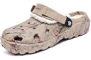 FRTUBOP Chaussons Hommes Doublé de Fourrure Sabots Hiver Chaude Peluche Pantoufles Maison Imperméables Chaussures de Jardin Lined Clogs Intérieur et Extérieur