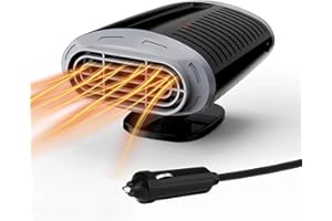 Chuankefanxing Riscaldamento per Auto 150W, Portatile Ventola di Riscaldamento 12V, 2 in 1 Riscaldamento/Raffreddamento Rapido Portatile con Base Girevole 360° per Auto,Bus,Taxi,SUV