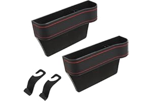 Skyplanet 2Pcs Car Seat Gap Organiser,PU Leather Car Organizer Front Seat Car Cup Holder, USB Charging Hole, Car Console Side Pocket Car Seat Gap Storage Box for Wallet, Cellphones, Keys, Cards