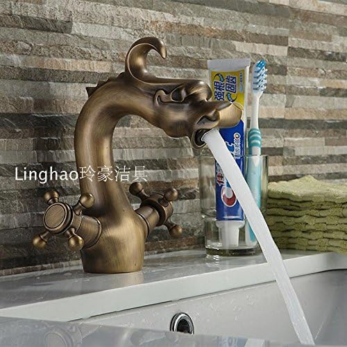 YLSZ-bathroom taps/Bathroom Sink Taps Single hole to increase hot and cold water antique copper, Antique Dragon
