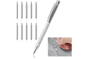 SUUOSL Stylos à Tracer en Carbure de Tungstène, Pointe a Tracer Livré avec 10 Pointes de Rechange, Parfait pour Tôle, Verre, Céramique, Acier Trempé et Plus