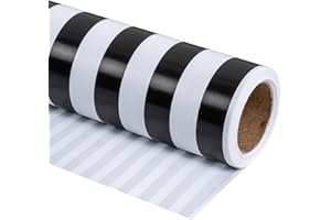 RUSPEPA Carta Da Regalo - Mini Rotolo - Design A Strisce Bianche E Nere Perfetto Per Matrimoni, Compleanni, Baby Shower, Feste - 44,5 Cm X 10 M