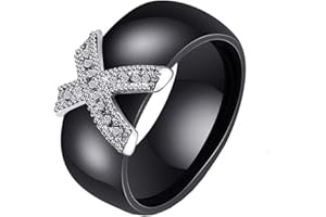 HIJONES Damen Keramik Ring Kuppel aus Edelstahl mit Zirkonia