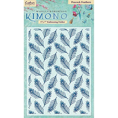 Crafter's Companion Kimono Embossing Folder 5-inch x 7-inch-Peacock Feathers, Other, Multicoloured