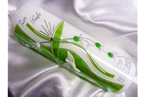 KERZENZAUBER-LUSINE Taufkerze Kommunionkerze Junge Mädchen 250/70 mm VT-43 inkl. Zubehör für selbstbeschriften