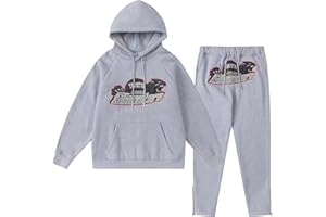 YiLianDa Tuta Trapstar Uomo Donna, Completo Trapstar Ricamata Shooters Unisex, 2 Pezzi Jogging Sportiva Set Autunno Inverno, Felpa con Cappuccio in Plie e Pantaloni