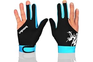 Anser M050912 Man Woman Elastic Lycra 3 Fingers Show Gloves for Billiard Shooters Carom Pool Snooker Cue Sport - Wear on the Right or Left Hand 1PCS (Sky Blue, L)