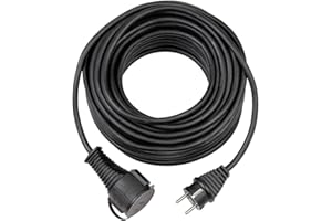 Brennenstuhl Cable alargador de Goma de Calidad (Cable de 5 m, para Uso Exterior a Corto Plazo IP44) Negro