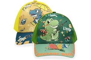 NTEVXZ Cappello da Baseball Dinosauro, Cappelli da Dinosauro, Regolabile Cappello da Baseball per Ragazzi e Ragazze Adolescenti, Dinosauro Cappello da Baseball per Bambini, Medium(Verde e Giallo)