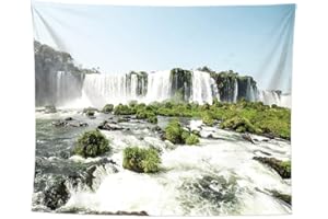 izielad Forêt Cascade Eau Impression Tissu Tapisserie décor Mur Art Nappes Couvre-lit Pique-Nique Couverture Plage Jeter Tapisseries coloré Chambre Hall dortoir Salon Suspendu 180X230CM 70.8X90.5IN