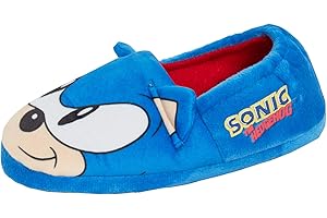 Sonic The Hedgehog Zapatillas para niños o niñas, Kids Sega 3D Ears Character Slip On Mules Warm Lined House Shoes, Azul, Talla 28-34 EU