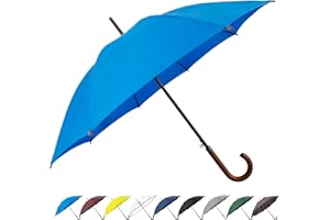 SoulRain Regenschirm mit klassischem Holzgriff, automatisches Öffnen, winddicht, transparent, unzerbrechlich, 121,9 cm, (Blauer Himmel)