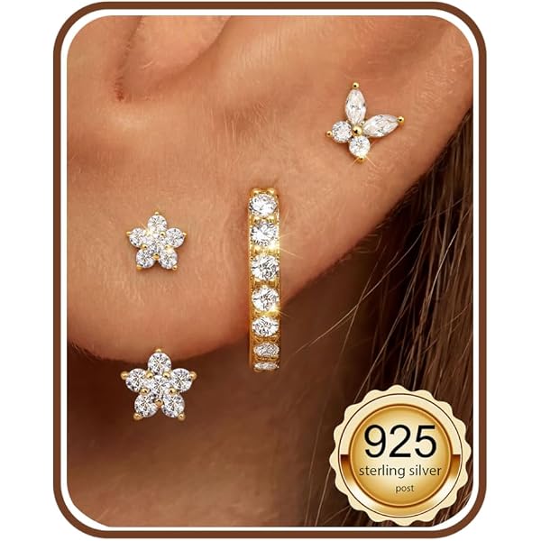 JeweBella 4 Paia Orecchini Argento 925 per Donna Uomo Set