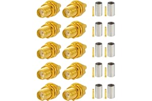 Vecys 10 PCS SMA-kontakter SMA Hona Skott Crimp Kontakt för RG58 RG142 RG400 VLR195 RF Koaxialkabel