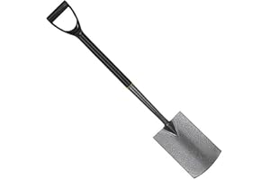 AAMEN Garden Spade Heavy duty - Outdoor Digging Spade For Planting, Gardening Tools, Carbon Steel Border Spade With Durable Plastic D-Handle - Grey Fencing Spade_7.5 x 19.5 x 92cm