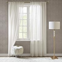 SCM Gardinen Schals in Leinen-Optik Leinenstruktur Vorhänge Schlafzimmer Transparent Vorhang für große Fenster Doris Off…