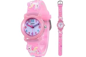 Mamiddle Mädchen und Jungen Analog Quarz Uhr mit Cartoon Design 30M wasserdichte Silikon/Nylon Armband Japanischen Quarzwerk Lern Armbanduhr für Kinder 3-10 Jahre