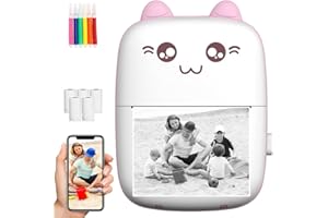 FENGQ Mini drukarka, mobilna drukarka fotograficzna, przenośna mini drukarka fotograficzna, kieszonkowa, drukarka termiczna, z 5 długopisami, 5 papierem termicznym, do notatek edukacyjnych, obrazów,