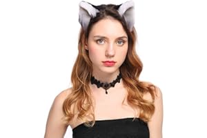 Dodheah Orecchie Gatto Cerchietti per Capelli Mollette per capelli con orecchie da volpe/gatto Gatto Accessori per Festa Costume Carnevale Halloween Natale Donna