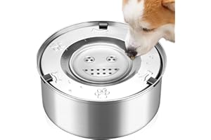 IUUWON Dog Water Bowl Non-Spill 3L Stainless Steel Pet Bowl for Large Dogs Slow Drinking Splash Proof Water Dispenser Floating Mess Free for Vehicle Carried Dog Cat Puppy
