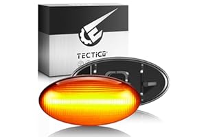 TECTICO LED Dynamique Marqueur latéral Clignotant séquentiel E8 12V 18 LED Jaune brillant pour 107 108 206 301 307 407 607 Expert C1 C2 C3 C4 C5 Xsara Jumpy Berlingo,2 Pièces