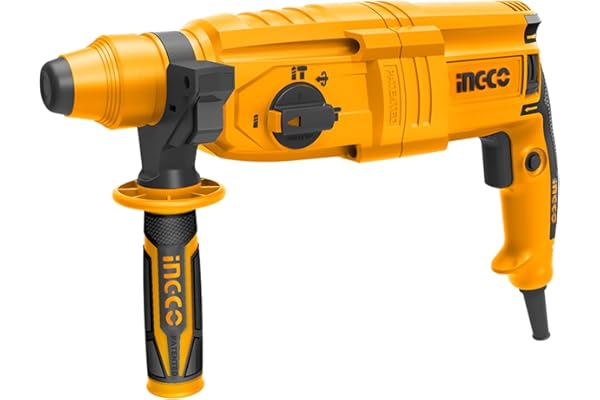 INGCO RGH9028 800W Rotary Hammer Drill 1200 RPM Speed 26mm Chuck Corded Electric Drilling for Home Brick Metal Chiselling Masonry