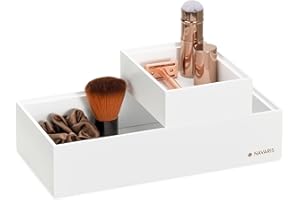 Navaris 2 x bambusowe pudełko do przechowywania - Szuflady do układania w stosy - uniwersalny organizer do układania w stosy bez pokrywki - biały