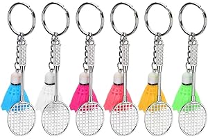 Cikonielf 6Pcs Badminton Keychain Cute Mini Sport Goods Ball Shuttlecock Badminton Pendant Keyrings Ornament for Sport Lovers Fans Gift