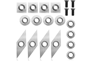 Hartmetall Wendeschneidplatten 16 Stück,CEIEVER CNC Hartmetall Einsatzschneider für Holz Drechselwerkzeug Hartmetalleinsätze mit M4 Schrauben für Drehstahl Drechselzubehör