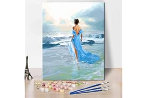 TISHIRON Paint by Numbers for Adults Beginner Students Kids, Day Acrylic Paints Oil Painting for Bedroom Living Room Décor -Moon Girl Holding Cat - Without Frame Gifts (16" x 20")