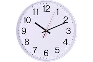 OFFICER PRODUCTS Horloge murale en plastique - 30 cm - Chiffres arabes - Horloge murale silencieuse - À quartz - Pour l'école, le bureau, le salon, la cuisine - Analogique - Moderne - Ronde décorative