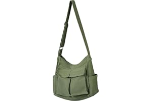 Tibroni Messenger Bag Tote Bag Canvas Tasche Damen Crossbody Bag Herren Groß Männer Umhängetasche Damen Gross mit Multi-pocket Vintage Schultertasche Kuriertasche für School Reise Arbeit Shopping