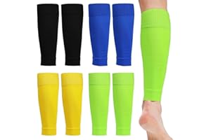 PYEUIFT 4 Paires Chaussettes de Protection Tibia de Football pour Enfants, Chaussettes D'entraînement Chaussettes de Sport pour Garçons et Filles débutants en course ou entraînement de football