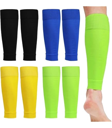 JEYORZY 1 Paire De Chaussettes Protège-Tibia Football – Respirantes, Manchons De Mollet Pour Enfants & Adultes, Noir