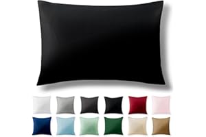 Alreya Wzmocniona poszewka na poduszkę, 100% bawełna, 40 x 60 cm, z zamkiem błyskawicznym YKK, hipoalergiczna, wolna od chemikaliów, czarna