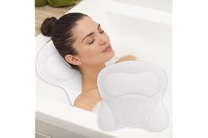 GDOKKNY Bath Pillow 4D Waterproof Bathtub Pillows for Head and Neck Rest Air Mesh Bath Cushion with Non-Slip with Suction Cups Luxury Bath Accessories