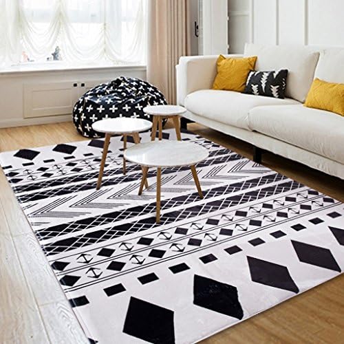 Rugs living room Geometric Bedroom Rug Living Room Coffee Table Sofa Carpet Bedroom Bedside Blanket ( Color : Black , Size : 140x200cm )