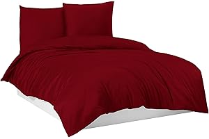 Mixibaby Bettwäsche Bettgarnitur Bettbezug 100% Baumwolle 135x200 155x220 200x200 200x220, Farbe:Weinrot, Größe:155 x 220 cm