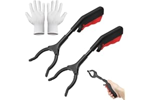 UOCAI 2 Stück Greifzange für Senioren mit Dot Glove,30cm Kinder Greifzange,Kurz Müllgreifer,Greifer für Senioren,Greifhilfe für Menschen mit Behinderung,Greifarm für die Müllabfuhr,Greifer Klein