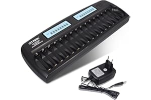 CITYORK 16 gniazd baterii AA/AAA NiMH/NiCd, inteligentna ładowarka z wbudowanym ochronnym IC, z funkcją rozładowania, wyświetlacz LCD