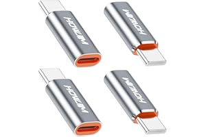 HOWJIM Adattatore Light-ning a USB C 4 Pezzi,PD27W/66W QC100W Rcarica Rapida,Adattatore da Light-ning Femmina a USB C Maschio per M-acBook Phone 17/16/15 Pad G-alaxy X-peria,Non per Cuffie/OTG Grigio