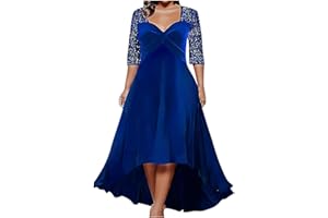 ZEIAYUAS Plus Size Velvet Dresses for Women UK Sequin Cocktail Dress V Neck Pleated Maxi Dresses Half Sleeve Tunic Evening Dresses Sparkly Glitter Party Dresses Wedding Guest Gown