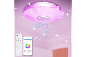 CGSGDK Plafoniera LED dimmerabile 36W, plafoniera con telecomando e altoparlante Bluetooth, cambio colore RGB, cucina, camera da letto, bagno, soggiorno, plafoniera per bambini 30cm