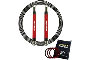 Mogold professionellt Speed King hopprep självlåsande system, justerbar längd, 360 graders snurr, silikonskydd metallgrepp med 2 inget trassel hastighetsrepkablar för fitness hemträning och mer