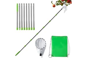 OITUGG 3.2 Metre Fruit Picker - Apple Picker with Long Handle and Fabric Bags, 8 Pcs Aluminum Pole, 40cm per Pole, Easy to Assemble, Easy to Picking, 10.5 ft Fruit Picker for Apple, Oranges, Peach